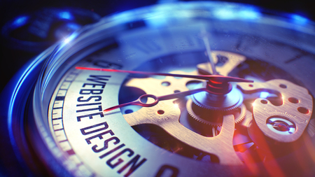 Website Design - Inscription on Vintage Pocket Clock. 3D.の写真素材