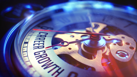 Pocket Watch Face with Career Growth Inscription on it. Business Concept with Film Effect. 3D Illustration.の写真素材
