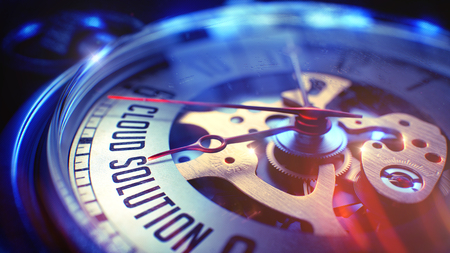 Cloud Solution - Inscription on Pocket Watch. 3D.の写真素材