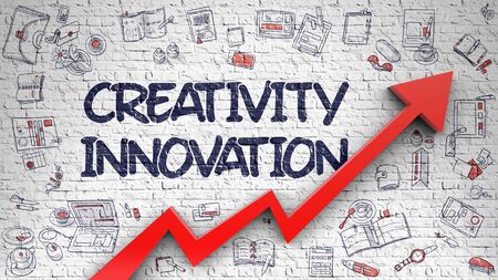 Creativity Innovation Drawn on White Brickwall. 3dの写真素材