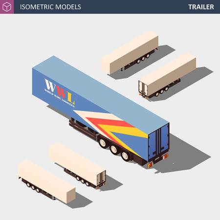 Isometric Vector Semi Trailer. Clean Model in Four Dimensions.の写真素材