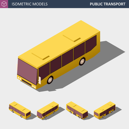 Transportation Isometric Concept of Public Transport City Bus. Flat Design Vector Illustration.のイラスト素材