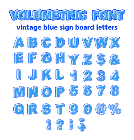 Isometric or Volumetric Vintage Alphabet Font. 3d Effect Letters, Numbers and Symbols in Different Sets. Vector Typeface for Any Typography Design.のイラスト素材