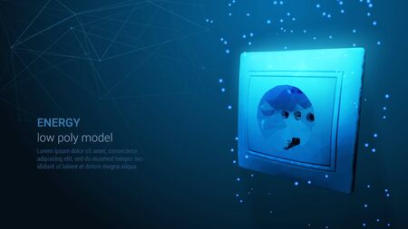 Energy Concept on Blue Banner. Blue Neon Vector Luxury Electric Outlet.のイラスト素材