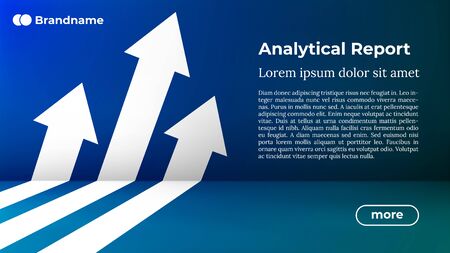 ANALYTICAL REPORT - Web Template in Trendy Colors. Business Arrow Target Direction to Growth and Success. Modern Vector Illustration or Design Template.のイラスト素材