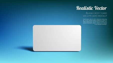 Blank Mockup Bank or Gift Card on a Studio Blue Background. Layered Template for Design. Ready to Use in Your Showcase.のイラスト素材