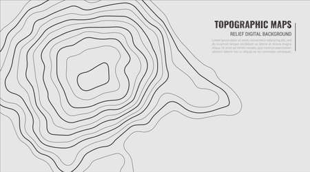 Grey Contours Vector Topography. Geographic Mountain Topographic Vector illustration. Topographic Pattern Texture. Map on Land Terrain with Contour in Lines. Elevation Graphic Contour Height Lines.のイラスト素材