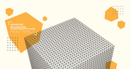 Abstract 3D Art in Minimal Geometric Style. Modern Science Background. Vector illustration.のイラスト素材