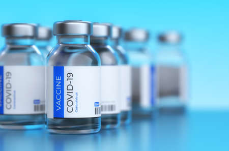 COVID-19 vaccination Concept. Covid-19 Corona Virus 2019-ncov vaccine bottles injection....
