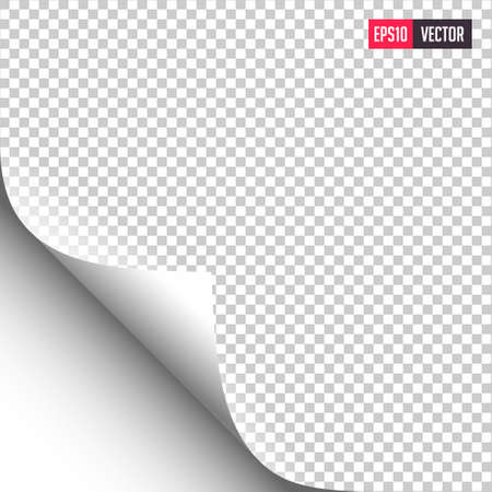 Wrapped Page Corner with Shadow on Transparent Background. Realistic Vector illustration.のイラスト素材