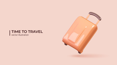 Travel Bag. Travel creative concept in Realistic 3d cartoon minimal style. Vector illustrationのイラスト素材