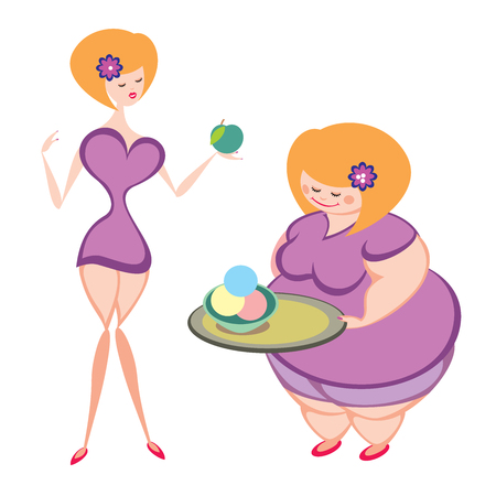 thin and fat womenのイラスト素材