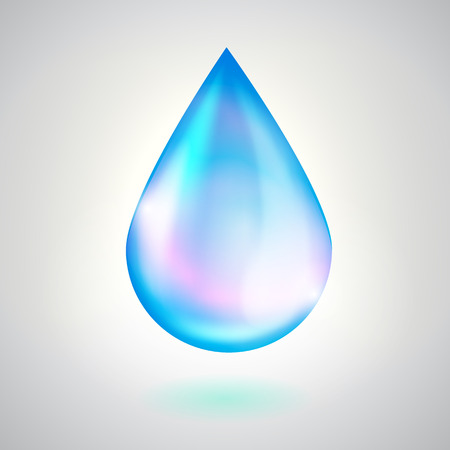 Blue shiny water drop on gray backgroundのイラスト素材