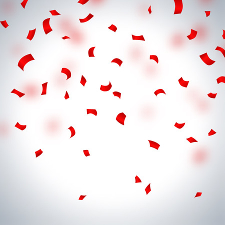 Red paper confetti on a light background, vector illustrationのイラスト素材