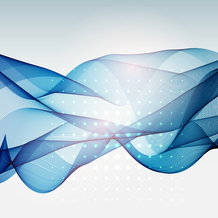 Abstract template background with blue curved wave, vector illustrationのイラスト素材