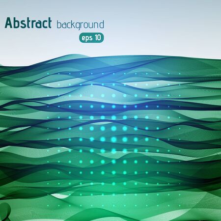 Colorful smooth light lines background. Green, blue colors. Vector illustrationのイラスト素材