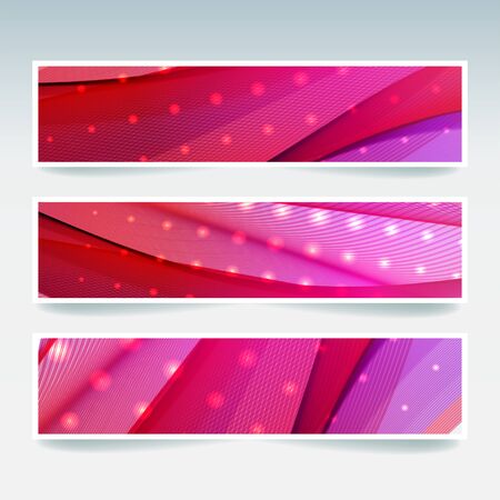 Set of colorful banner with smooth light lines background. Vector illustrationのイラスト素材