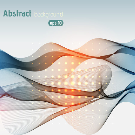 Colorful smooth light lines background. Orange, gray colors. Vector illustrationのイラスト素材