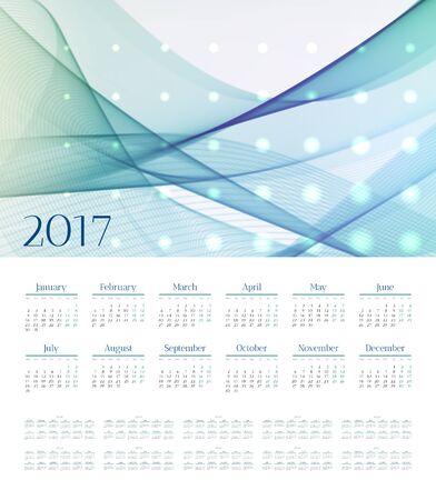 Calendar 2017-2027 years. Vector illustration. Green, blue colors.のイラスト素材
