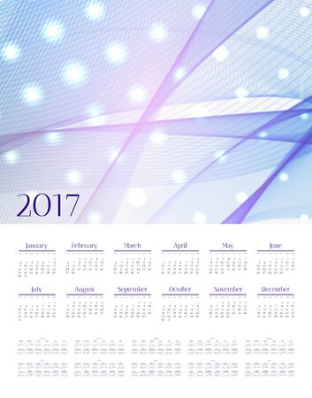 Calendar 2017-2027 years. Vector illustration Blue, pink colors.のイラスト素材