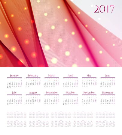 Calendar 2017-2027 years. Pink, orange, red colors. Vector illustrationのイラスト素材