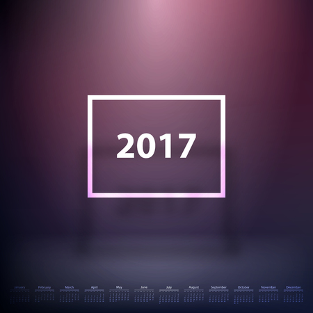 Calendar 2017 year on dark background. Vector illustration