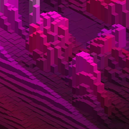 Cubes in an abstract pattern for a background. Pink, purple colors.のイラスト素材