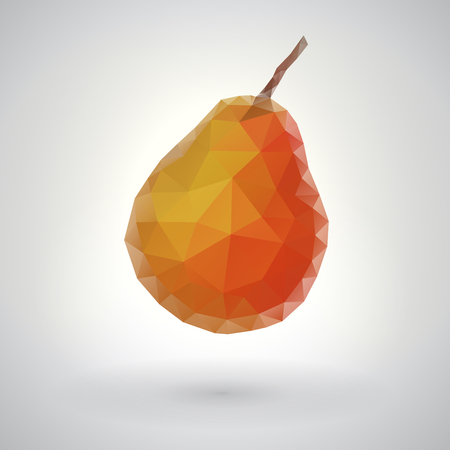 Polygonal orange pear, triangles, vector illustrationのイラスト素材