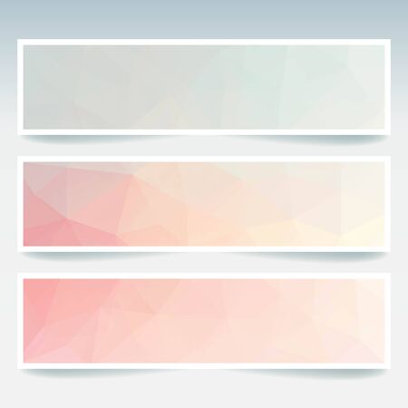 Vector banners set with polygonal abstract  triangles. Abstract polygonal low poly banners.のイラスト素材