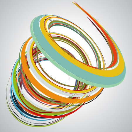 Abstract spiral on white background. Design element for graphic design. Business presentation, posters. Vector Illustration. Yellow, blue, green, orange colorsのイラスト素材