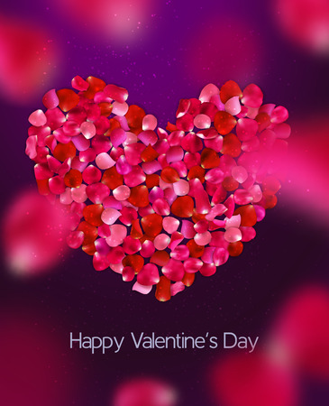 Red, pink rose heart on purple background, vector illustrationのイラスト素材