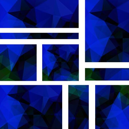 Set of banner templates with abstract background. Modern vector banners with polygonal background. Blue, black colors.のイラスト素材