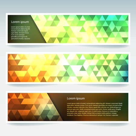 Set of banner templates with abstract background. Modern vector banners with polygonal background.のイラスト素材