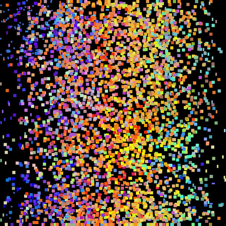 Vector festive illustration of shiny colorful confetti on black background. Holiday decorative element for design.のイラスト素材