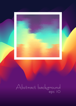 Abstract colorful background with white frame. Purple, red, orange, yellow, blue colors.のイラスト素材