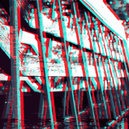 Dark glitch background, vector illustration. Red, black, green colors.のイラスト素材