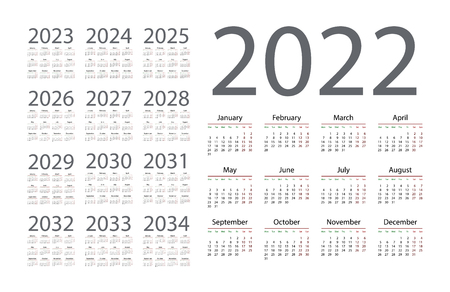 Simple calendar 2022 on white background. Vector illustrationのイラスト素材