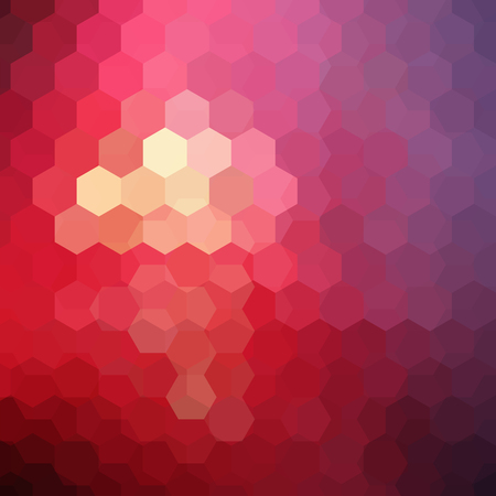 Abstract hexagons vector background. Geometric vector illustration. Creative design template. Red, orange, purple colors.のイラスト素材