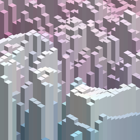 Abstract vector cube. Vector illustration. Pastel pink, blue, gray colors.のイラスト素材