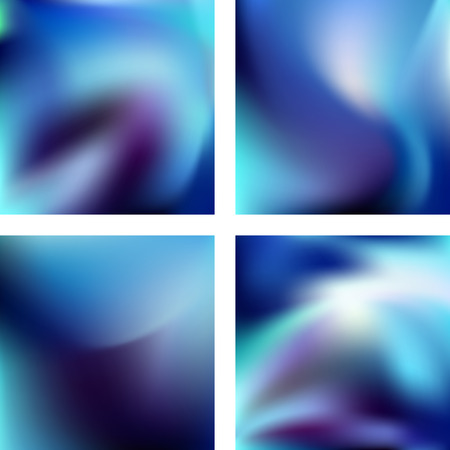 Set with blue abstract blurred backgrounds. Vector illustration. Modern geometrical backdrop. Abstract template.のイラスト素材
