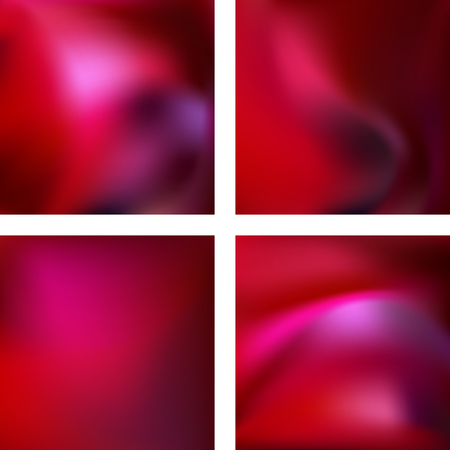 Set with red abstract blurred backgrounds. Vector illustration. Modern geometrical backdrop. Abstract template.のイラスト素材