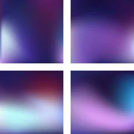 Set with abstract blurred backgrounds. Vector illustration. Modern geometrical backdrop. Abstract template. Blue, purple colors.のイラスト素材
