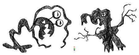 Children's drawing. night monsters. nightmareのイラスト素材