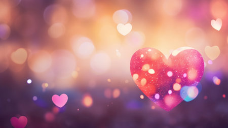 Valentine's day background with bokeh lights and heartの素材