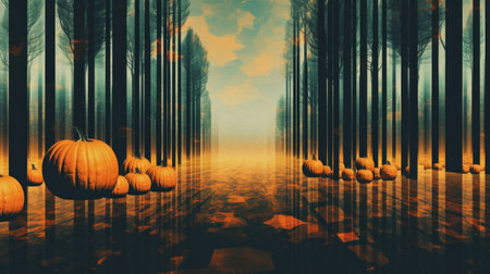 Halloween background with pumpkins.の素材