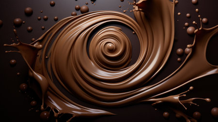 Chocolate swirl background. 3d rendering, 3d illustration.の素材