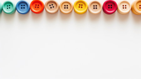 Colorful buttons on white background with copy space for your text.の素材