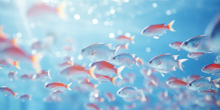 Tropical fish swimming in the sea. 3d rendering.の素材