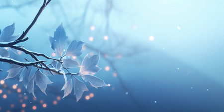 Abstract winter background with tree branches and bokeh lights. Vector illustration.の素材