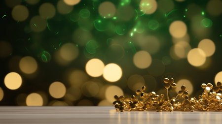 Golden crown on a bokeh background. 3d rendering.の素材